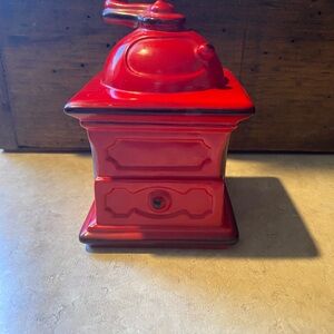 Vintage Goebel W. Germany Coin Bank Coffee Grinder Red Porcelain Collectibles